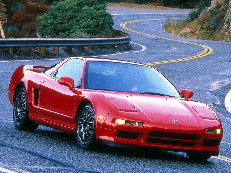 Red Sports Car — Dynamic, Afternoon, Photograph, Road, Guardrail, Trees