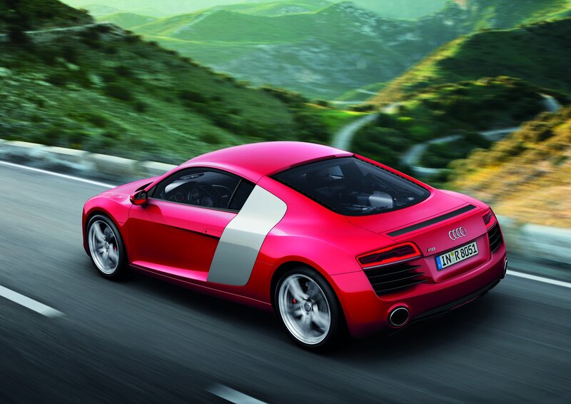 Red Sports Car — Dynamic, Afternoon, Photograph, Road, Mountains, Trees