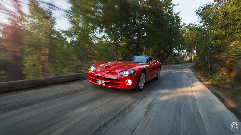 Red Sports Car — Dynamic, Afternoon, Photograph, Road, Trees, Forest