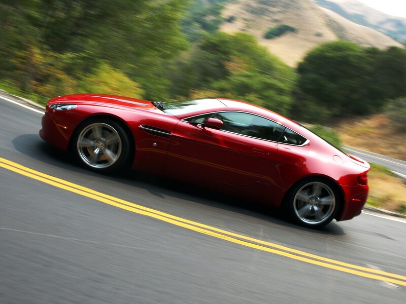 Red Sports Car — Dynamic, Afternoon, Photograph, Road, Trees, Hills