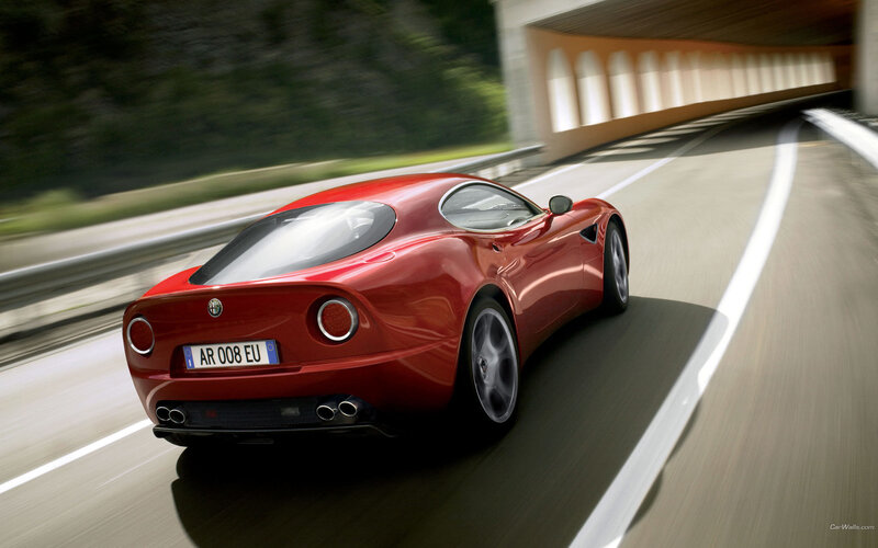 Red Sports Car — Dynamic, Afternoon, Photograph, Tunnel, Road, Gray