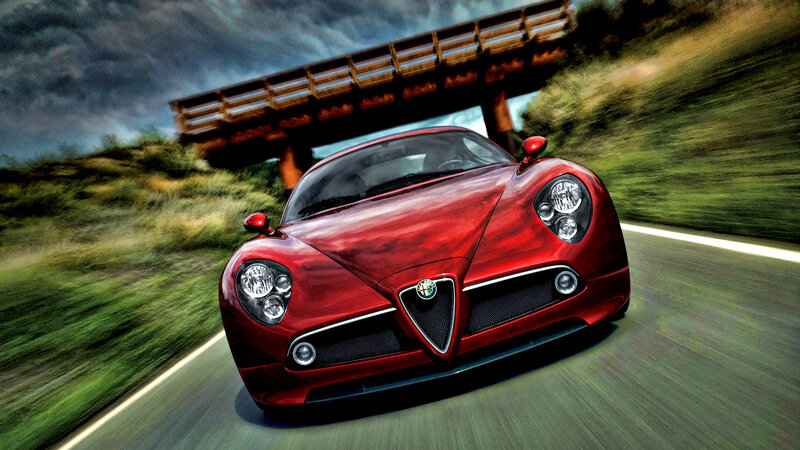 Red Sports Car — Dynamic, Digital Art, Bridge