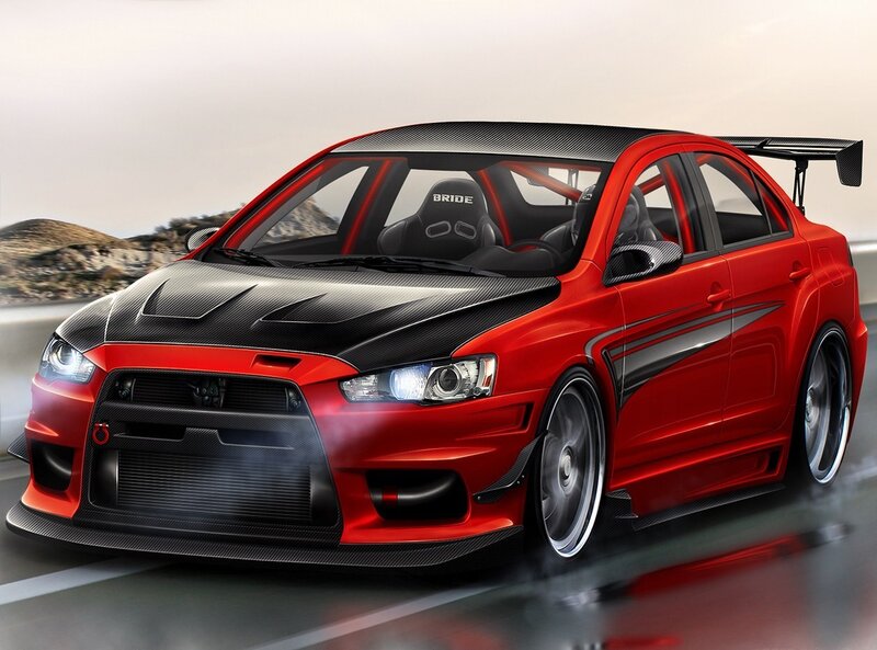 Red Sports Car — Dynamic, Digital Art, Carbon Fiber