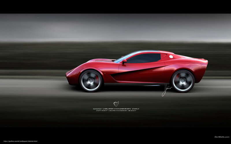 Red Sports Car — Dynamic, Digital Art, Road