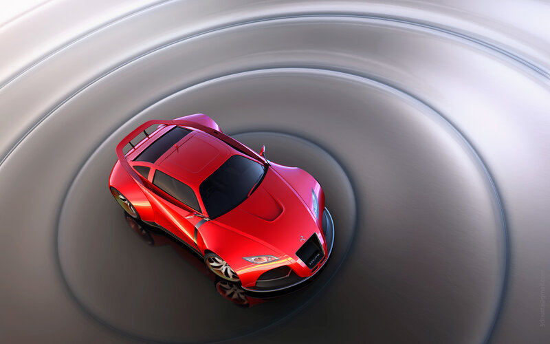 Red Sports Car — Dynamic, Digital Art