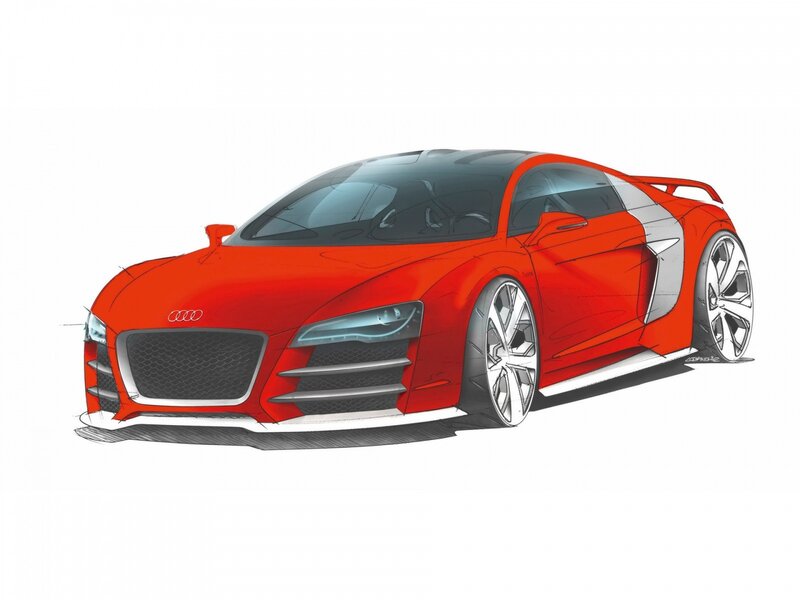 Red Sports Car — Dynamic, Illustration, Wheels, Grille