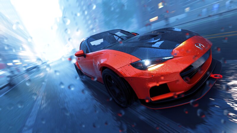 Red Sports Car — Dynamic, Night, 3d Render, Raindrops