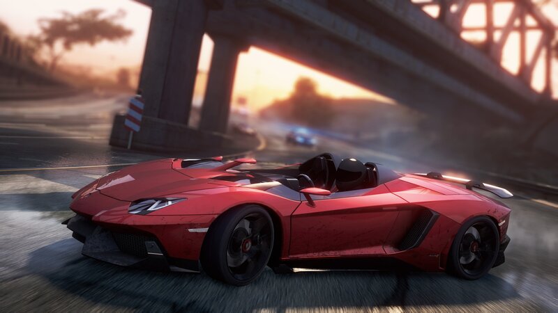 Red Sports Car — Dynamic, Sunset, 3d Render, Bridge