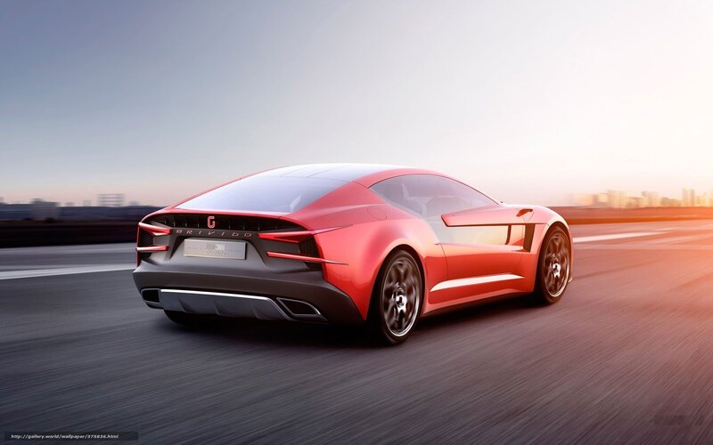 Red Sports Car — Dynamic, Sunset, 3d Render, Road, City Skyline