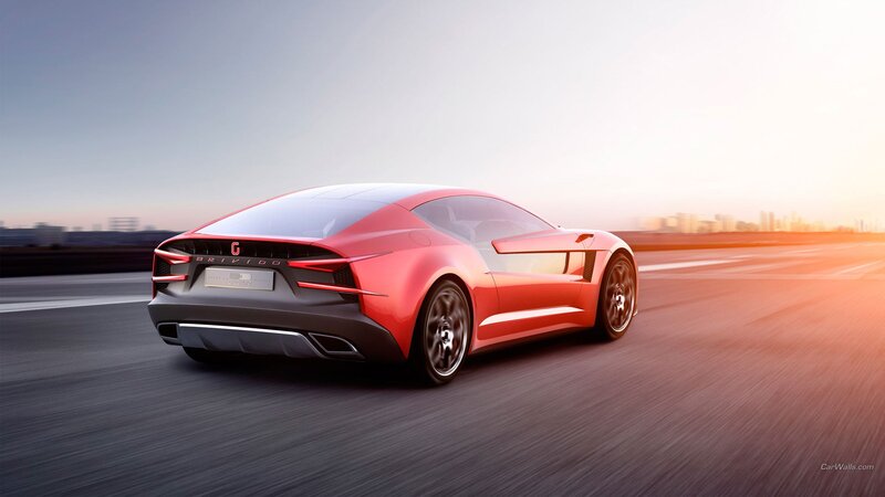 Red Sports Car — Dynamic, Sunset, 3d Render, Road