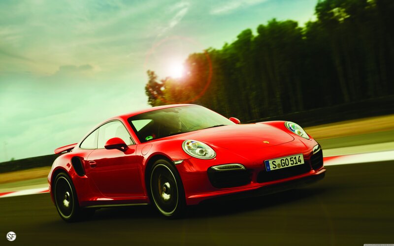 Red Sports Car — Dynamic, Sunset, Photograph, Trees, Sun