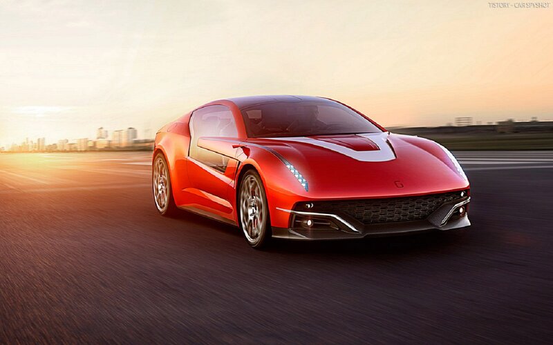 Red Sports Car — Dynamic, Sunset