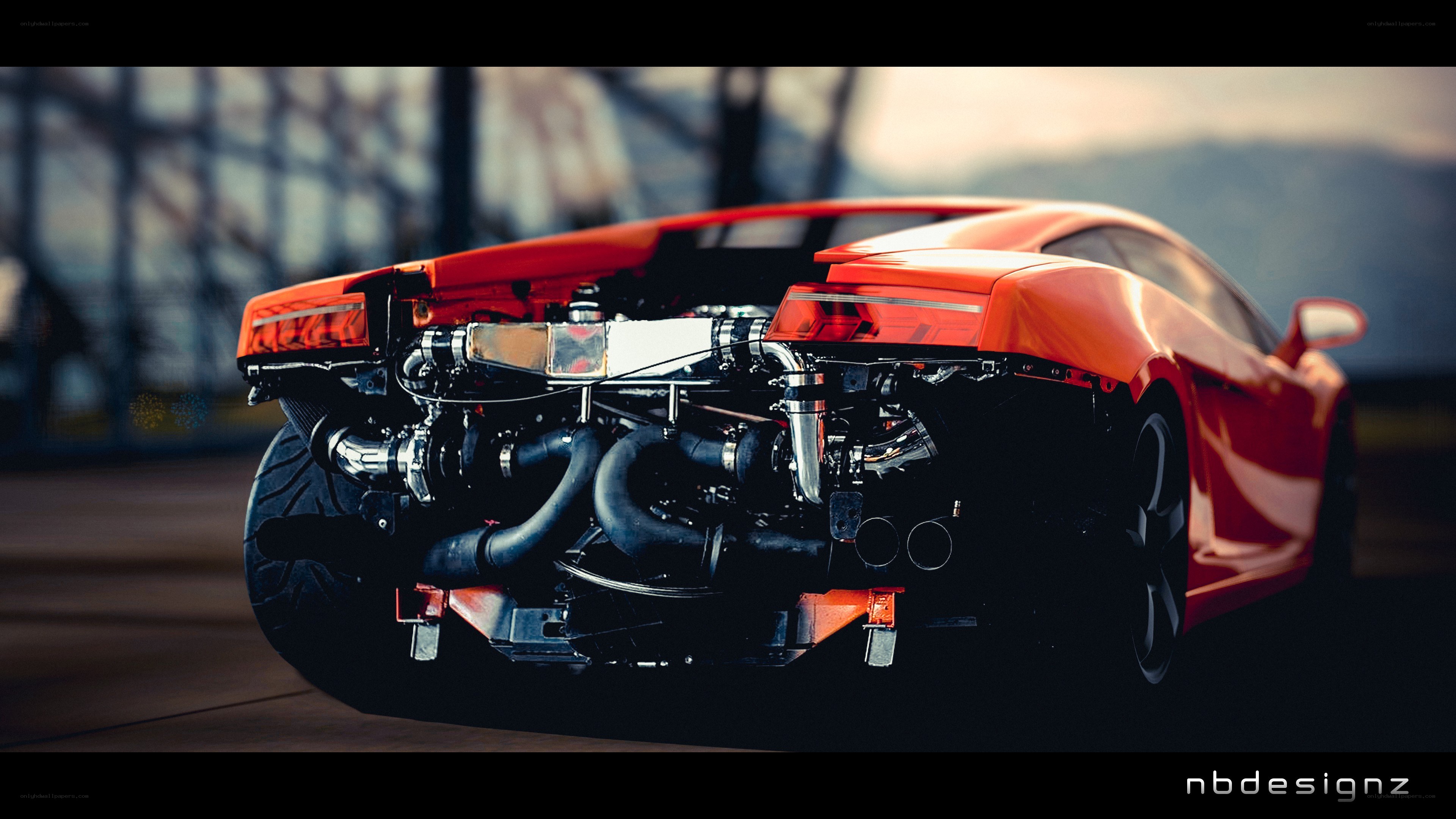 red sports car engine