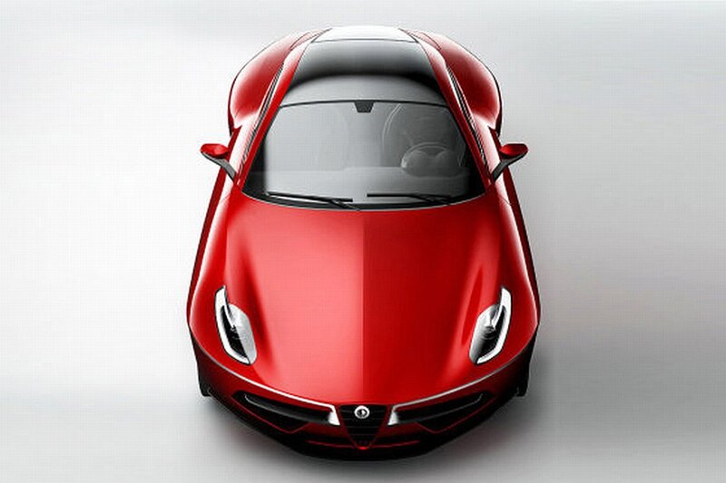 red sports car from above