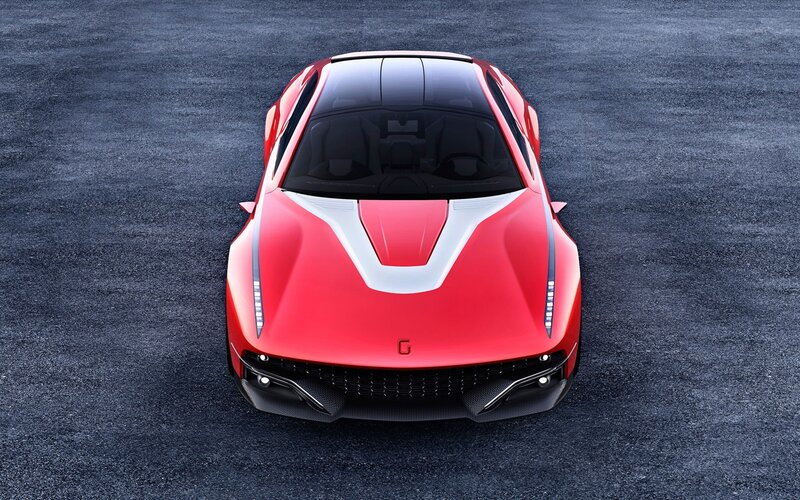 Red sports car from above