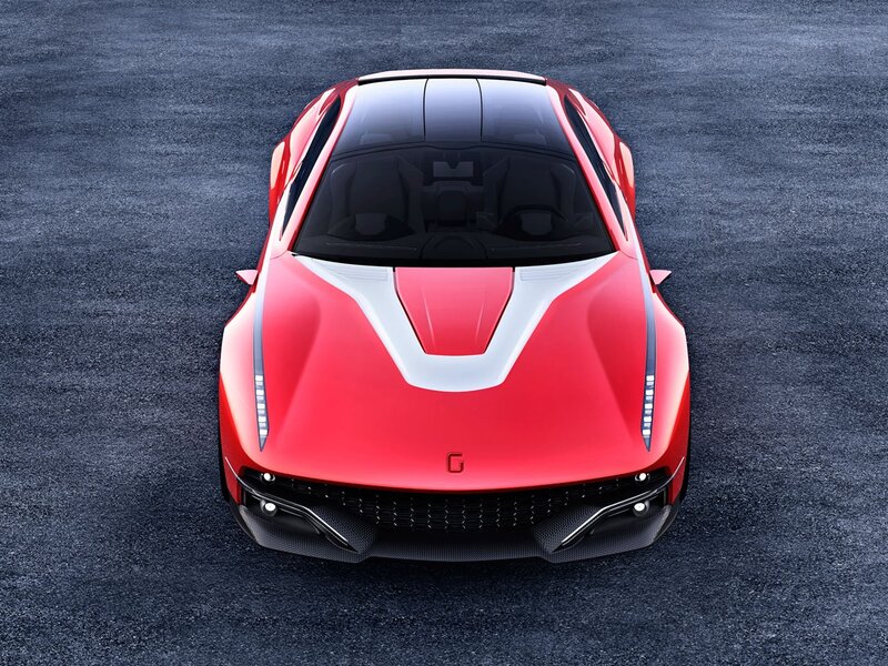 Red sports car from above