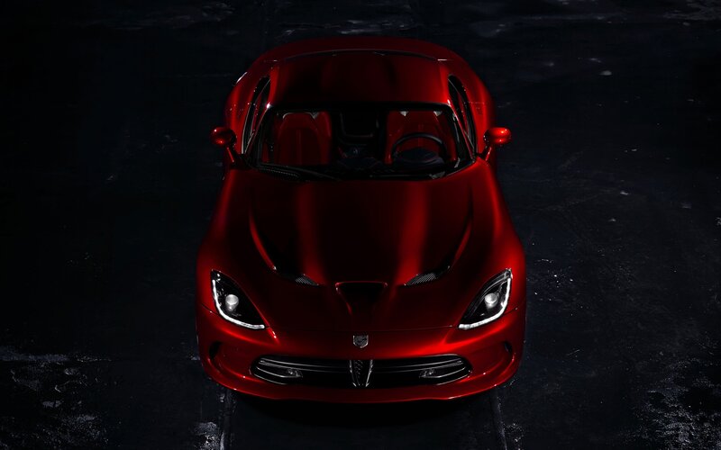 Red sports car from above