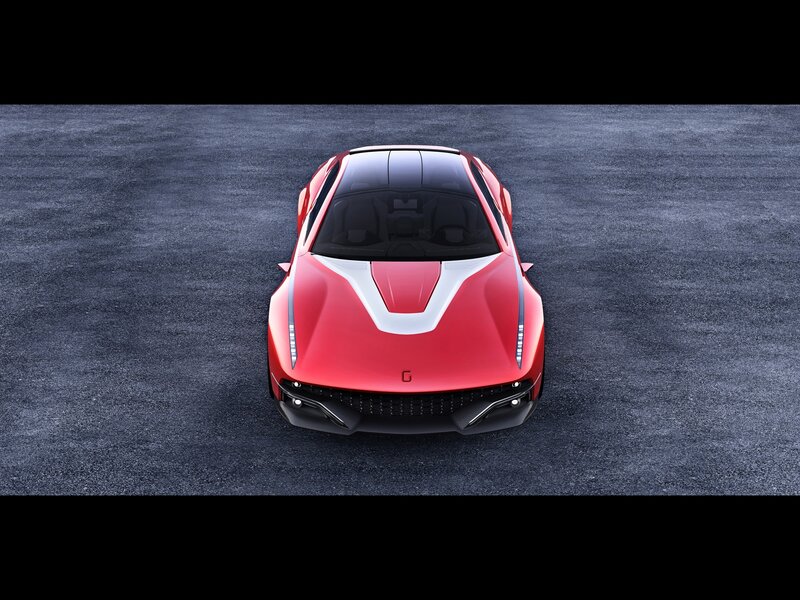 red sports car from above