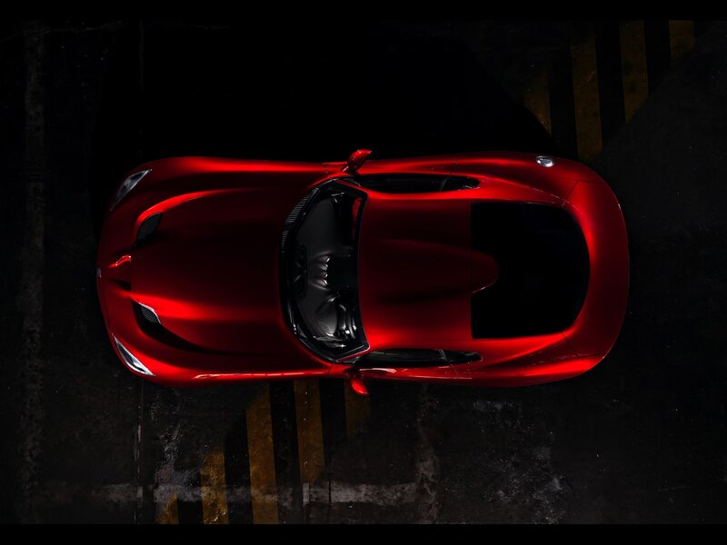 Red sports car from above