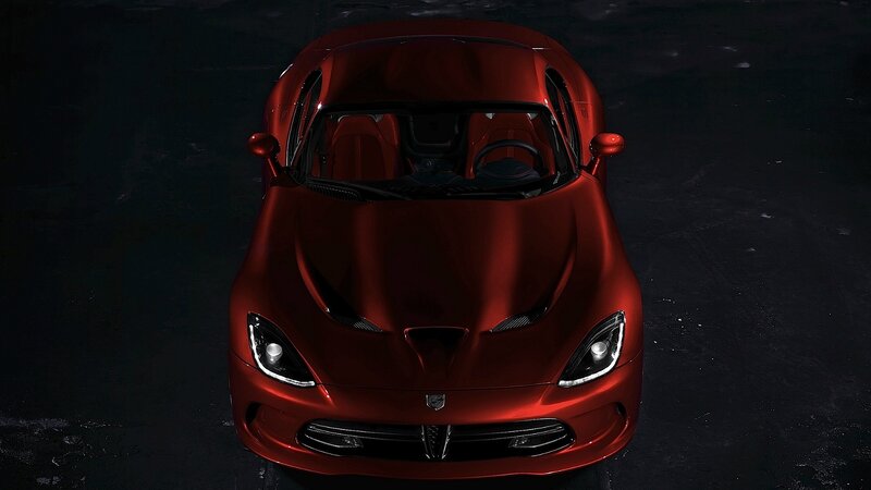 Red sports car from above