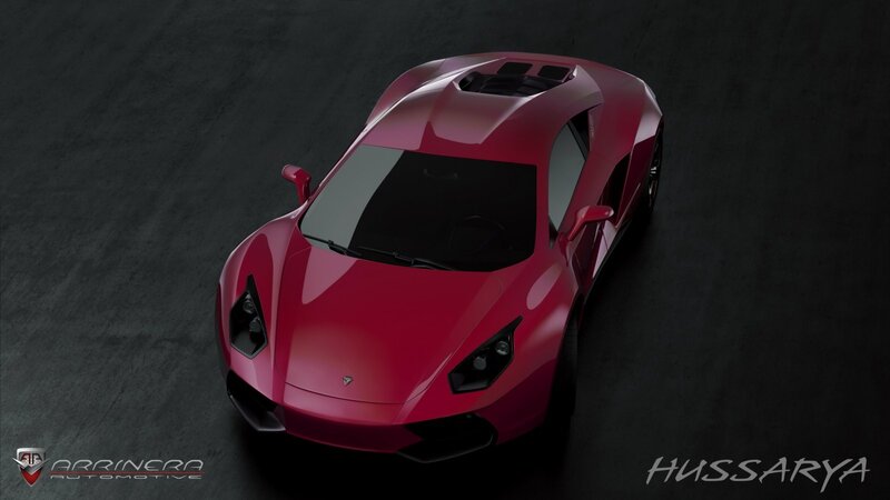 red sports car from above