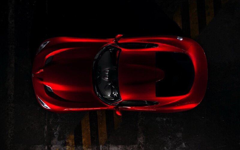 Red sports car from above