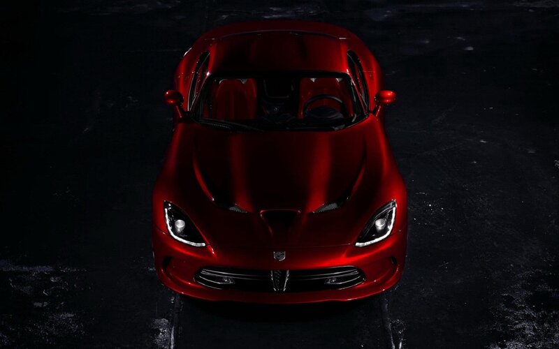 red sports car from above