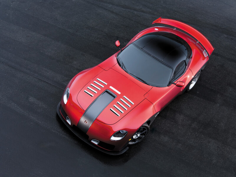 Red sports car from above