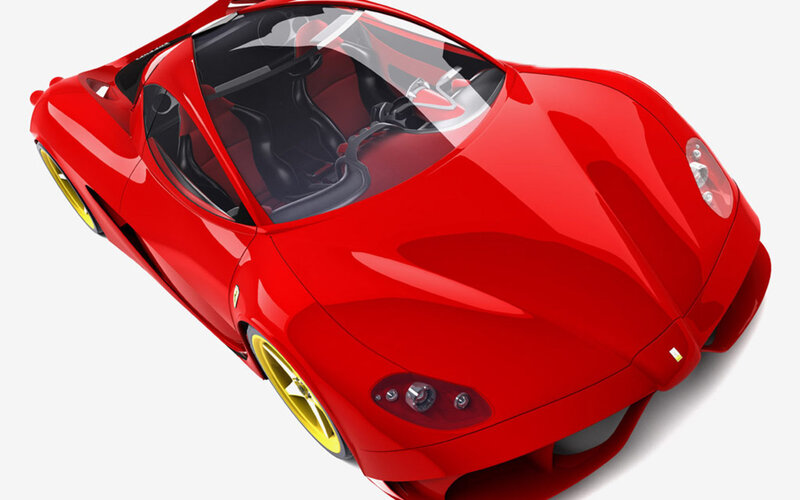 red sports car from above