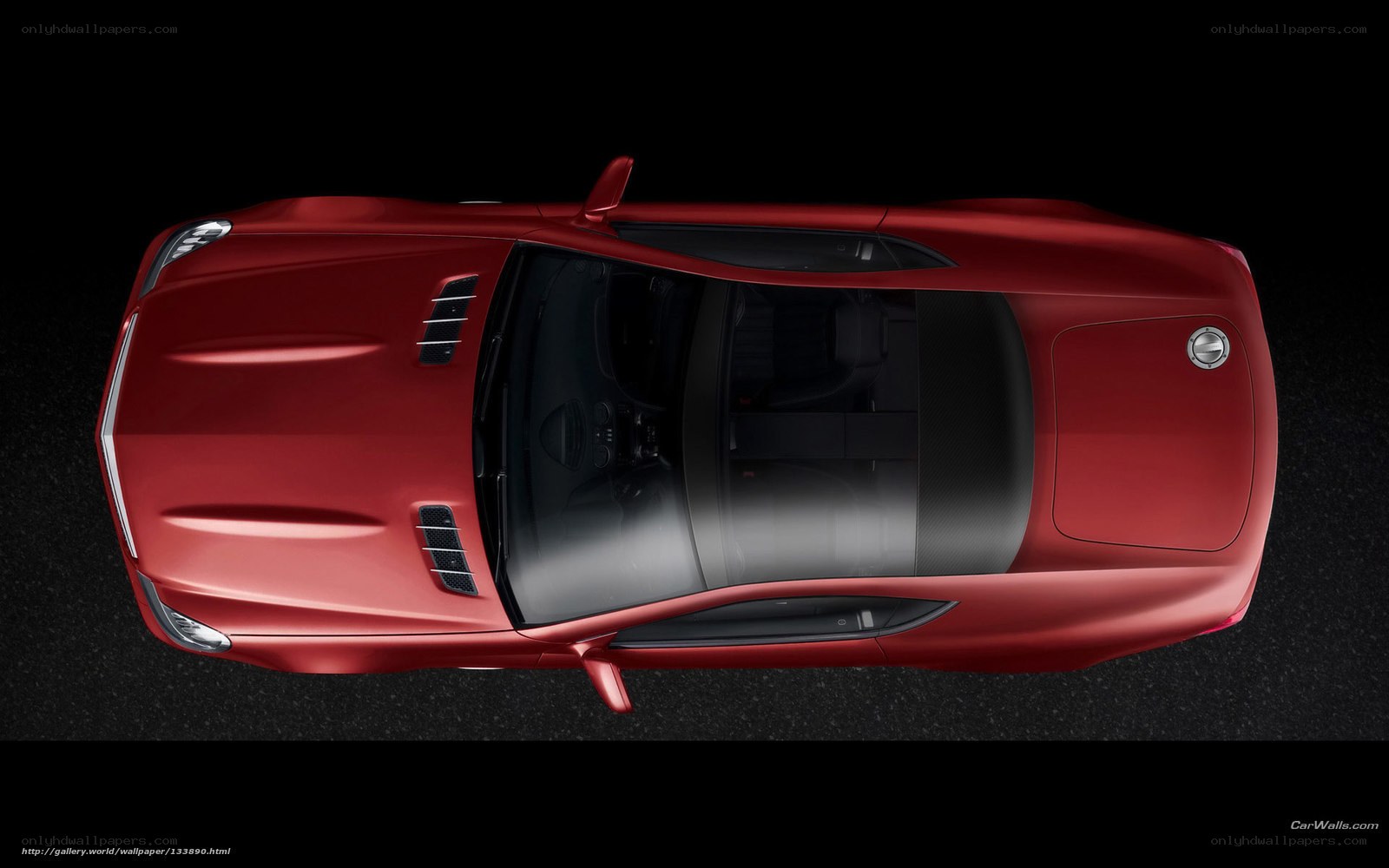 Red sports car from above