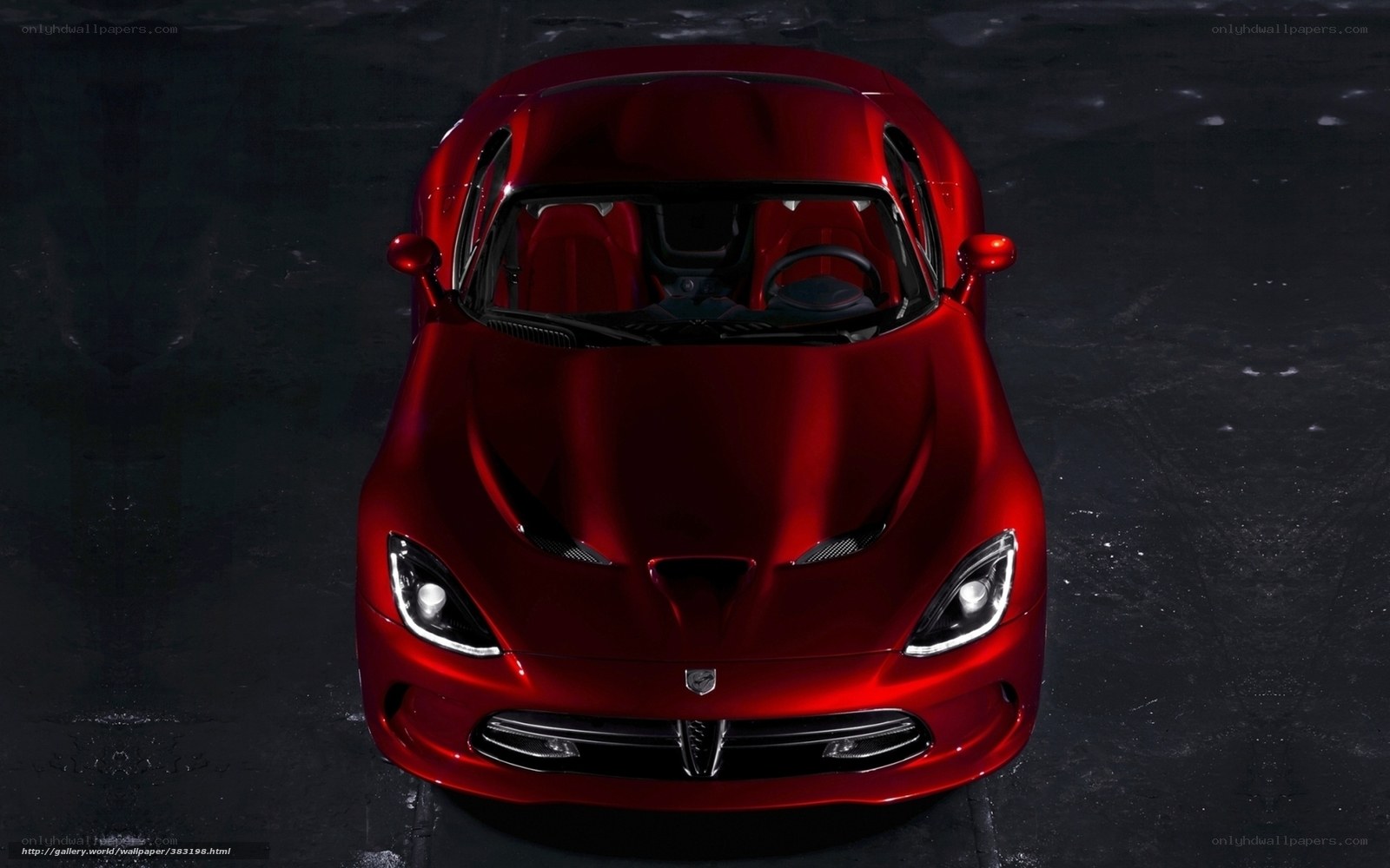 Red sports car from above