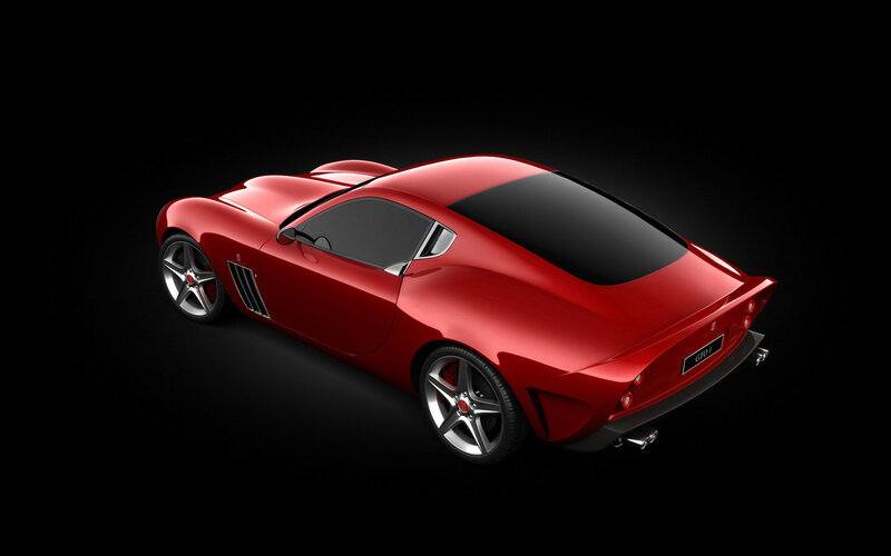 Red sports car from rear view