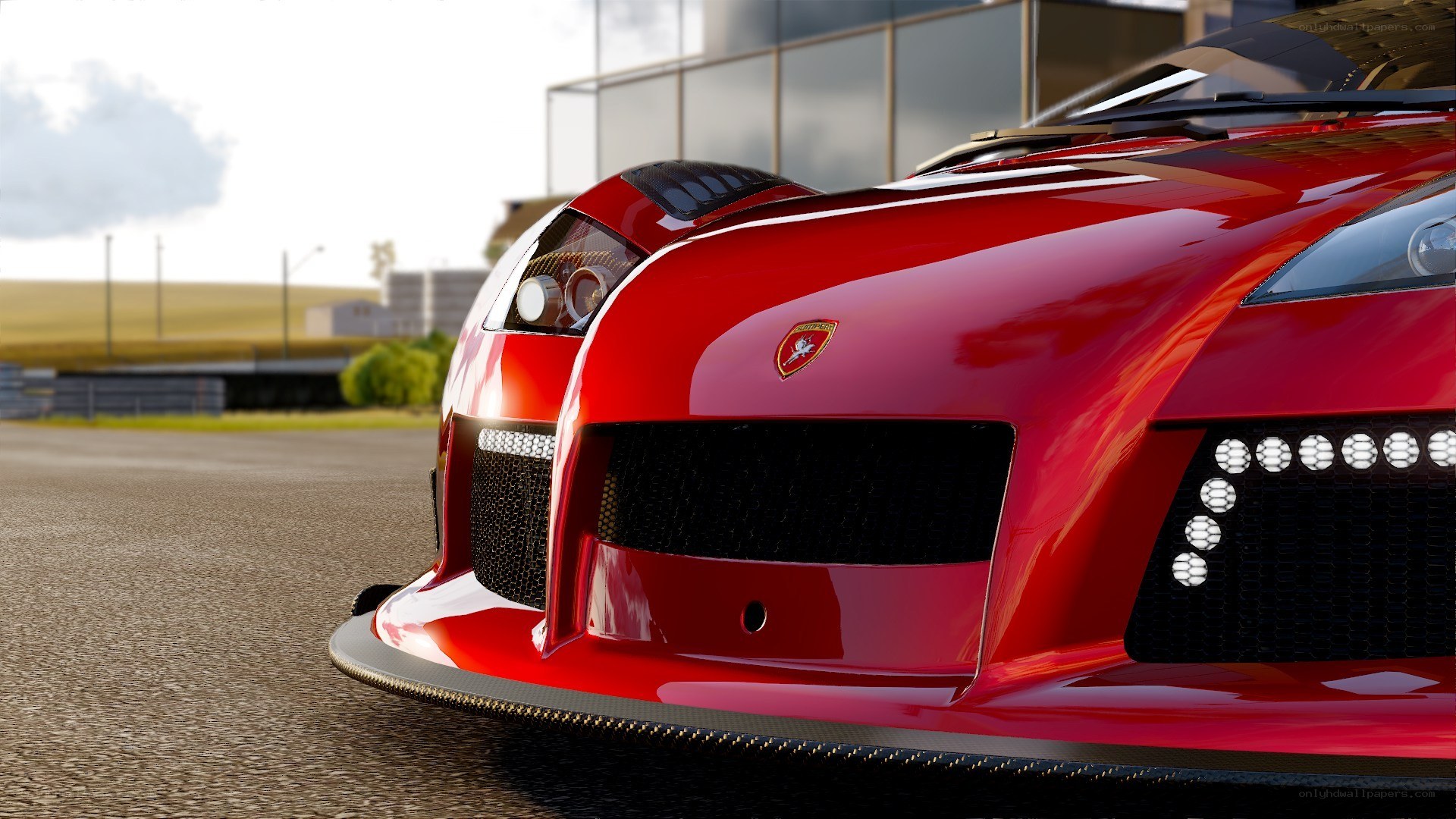 red sports car front view