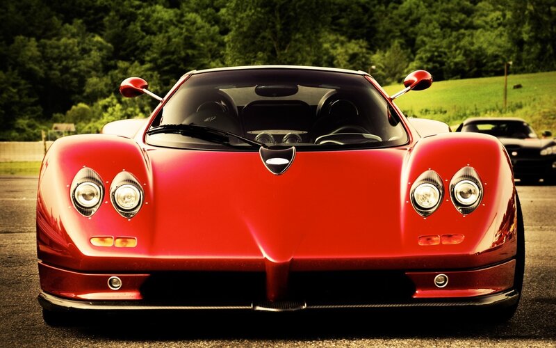 Red sports car front view