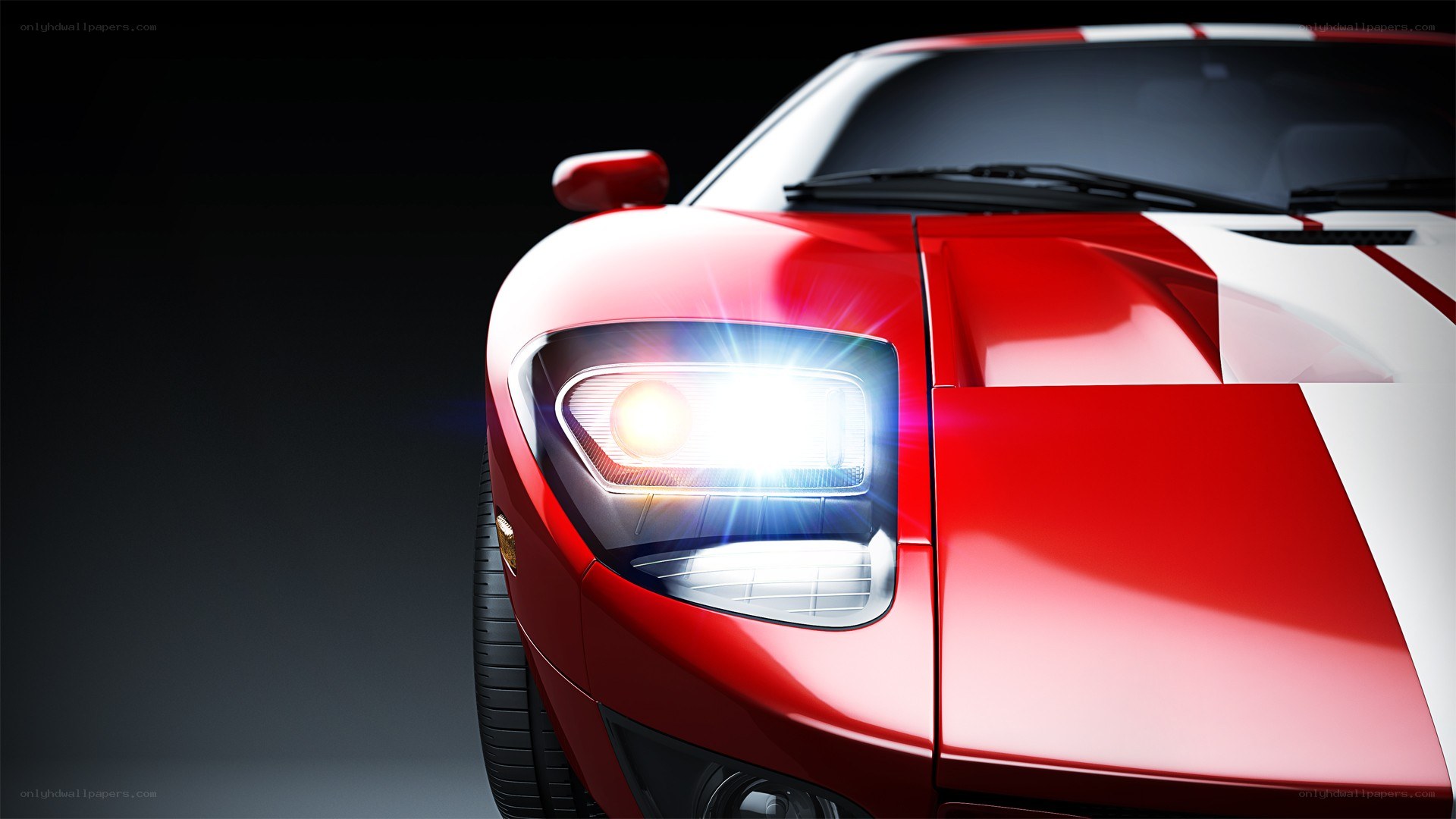 red sports car headlight