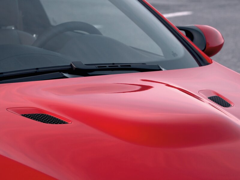 red sports car hood