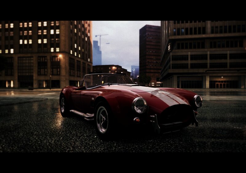 red sports car in city