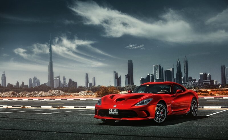 Red sports car in Dubai