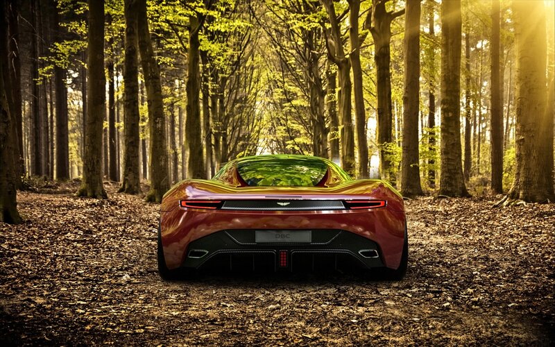Red Sports Car in Forest — Serene