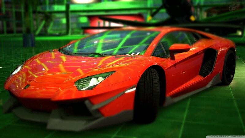 red sports car in garage