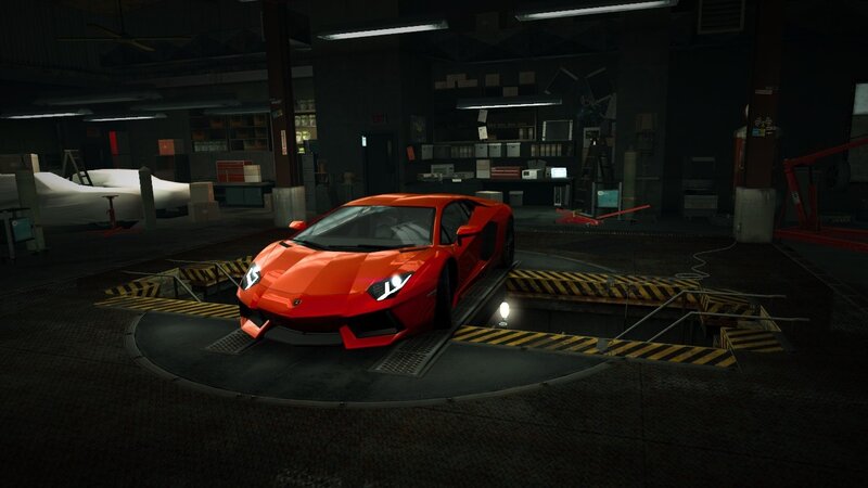 Red sports car in garage