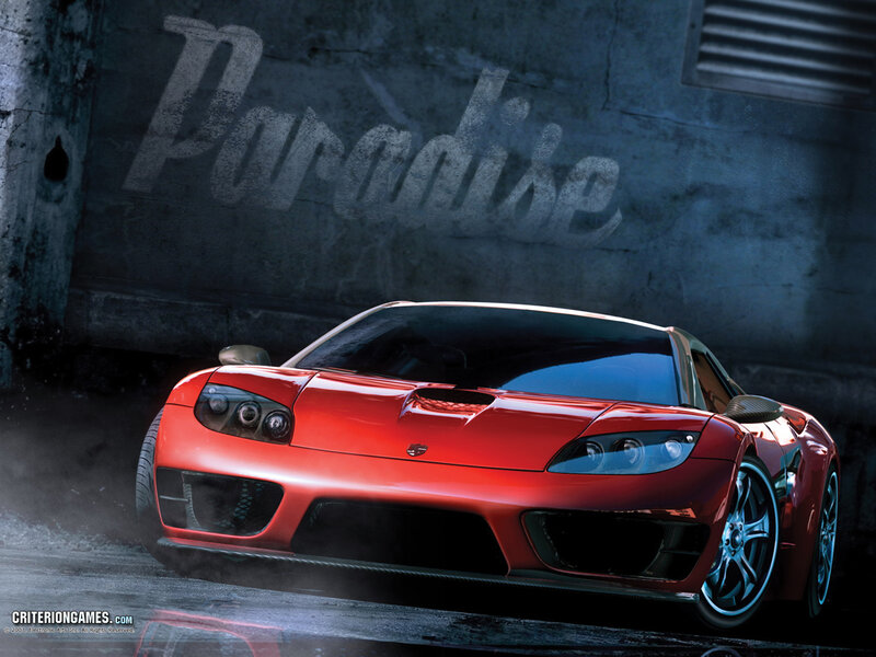 Red sports car in garage