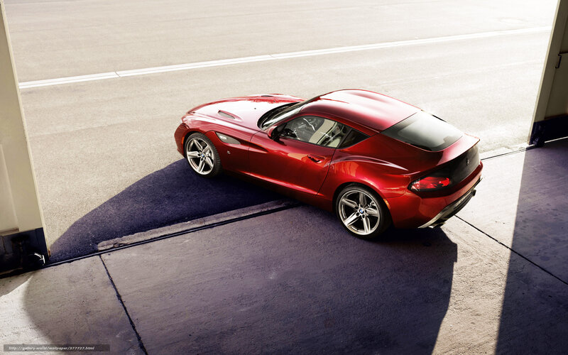 Red sports car in garage