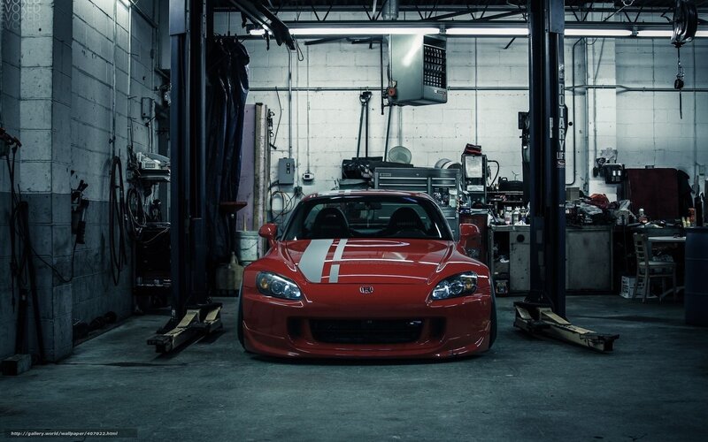 Red Sports Car in Garage — Dramatic, Photograph