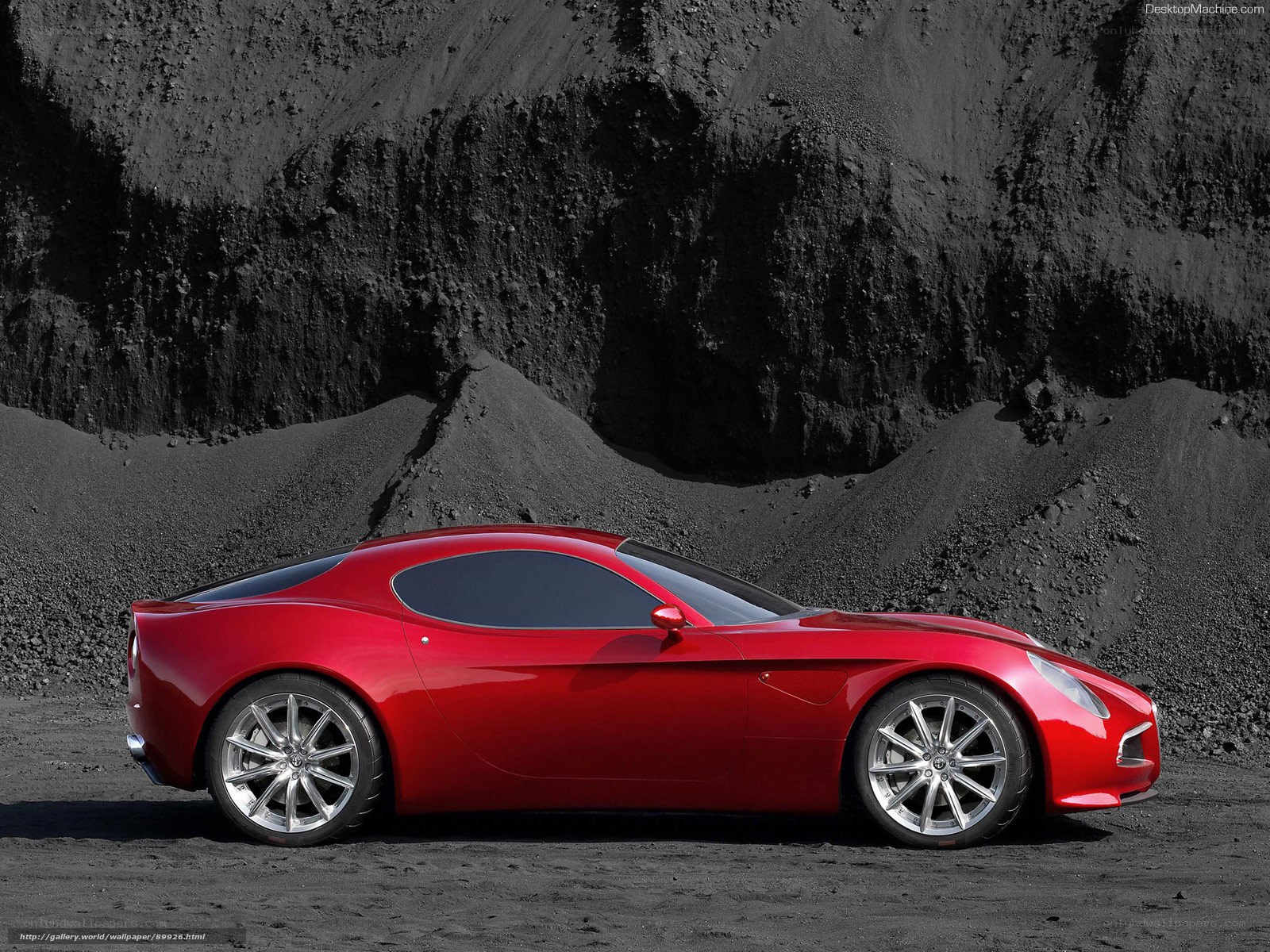 red sports car in quarry