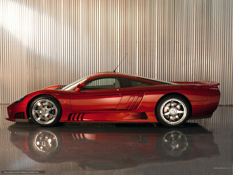 Red sports car in showroom