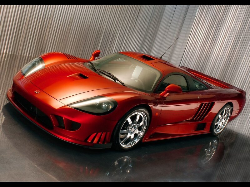 Red sports car in showroom