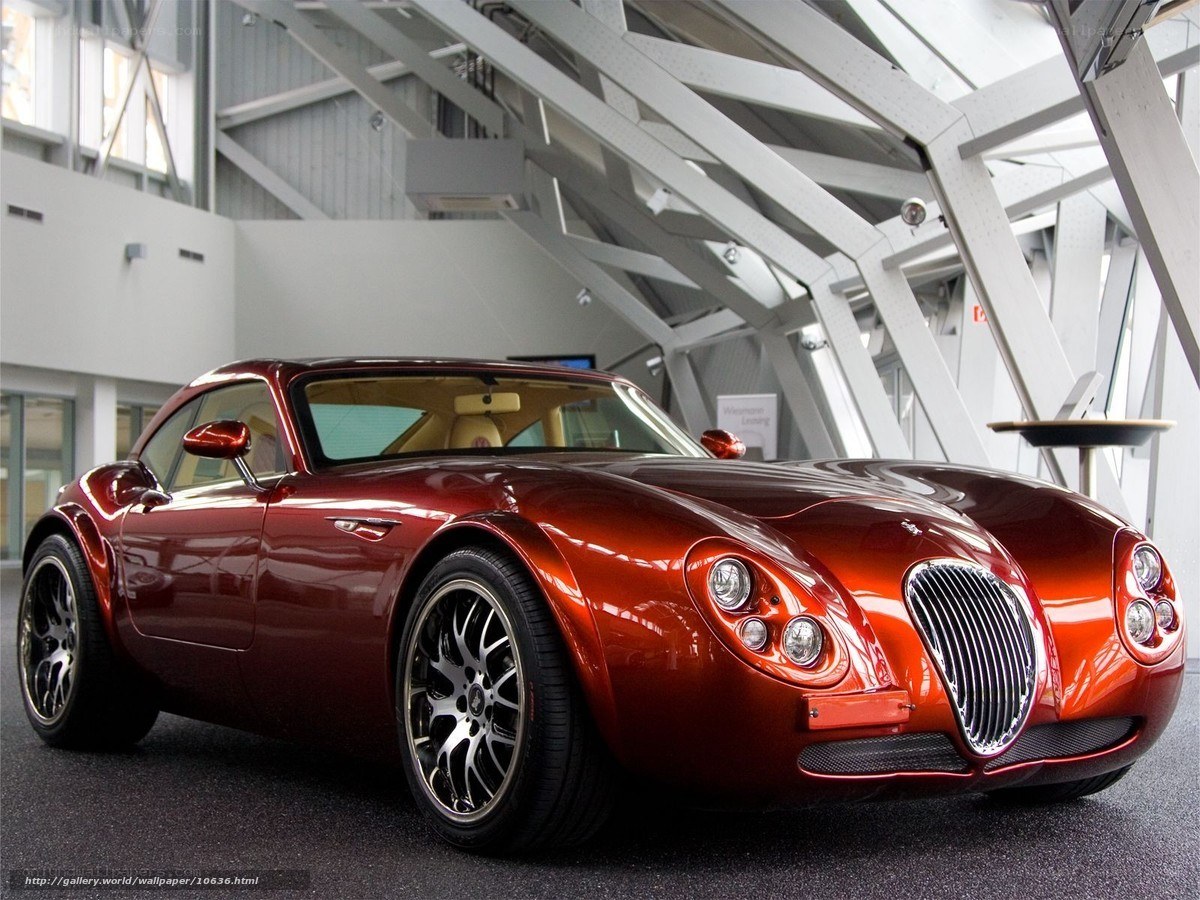 Red sports car in showroom