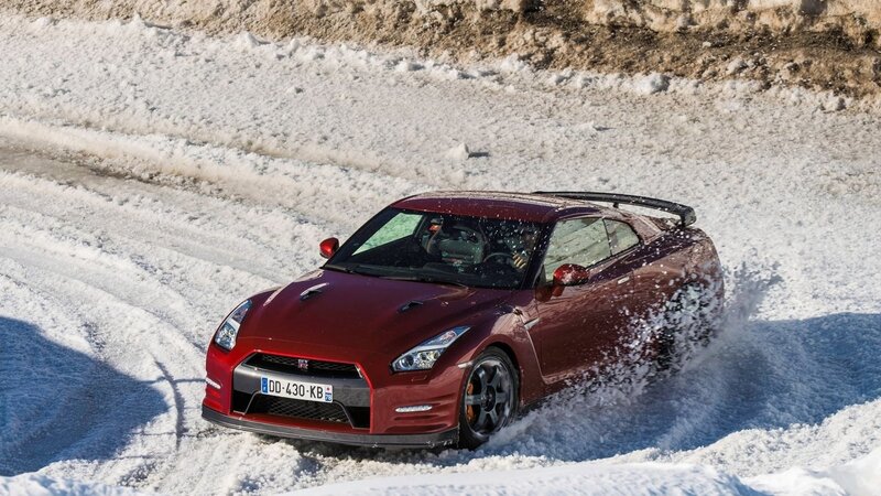 Red Sports Car in Snow — Dynamic, Winter, Photograph