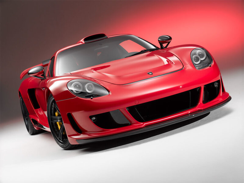 Red sports car in studio
